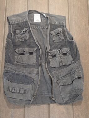 Vintage Utility Fishing Vest By Bugle Boy in Washed Black